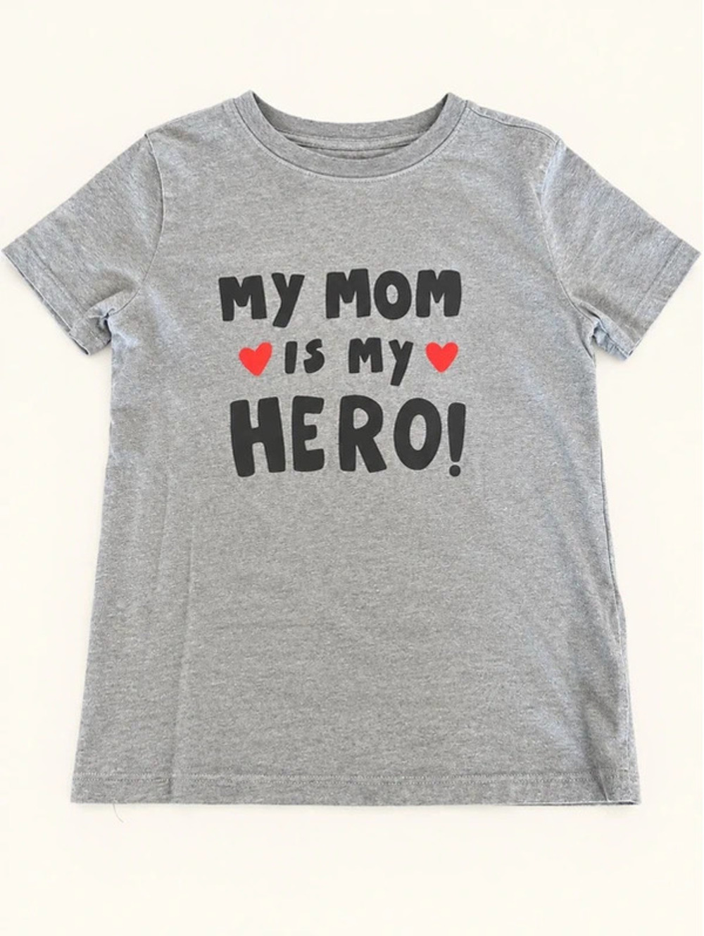 Cat & Jack Kids Small 6/7 Gray My Mom Is My Hero Heart Graphic T-Shirt
